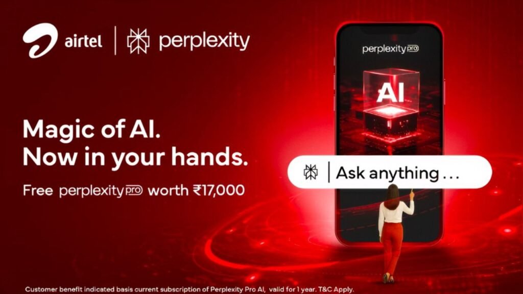 Airtel के साथ पाएं 1 साल के लिए मुफ्त Perplexity AI Pro Subscription और अपनी Productivity बढ़ाएं 1 Airtel के साथ पाएं 1 साल के लिए मुफ्त Perplexity AI Pro Subscription और अपनी Productivity बढ़ाएं